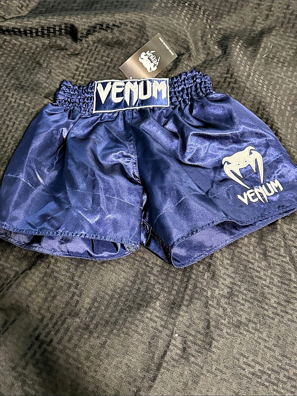 Venum Classic Muay Thai Shorts Blue & White Waist Medium